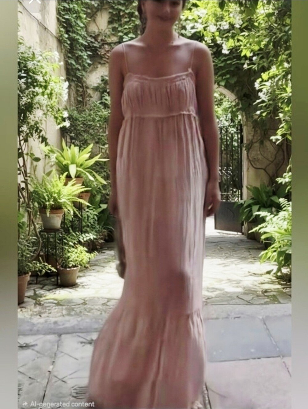 Zara Size M ramie blend pale pink Maxi Dress